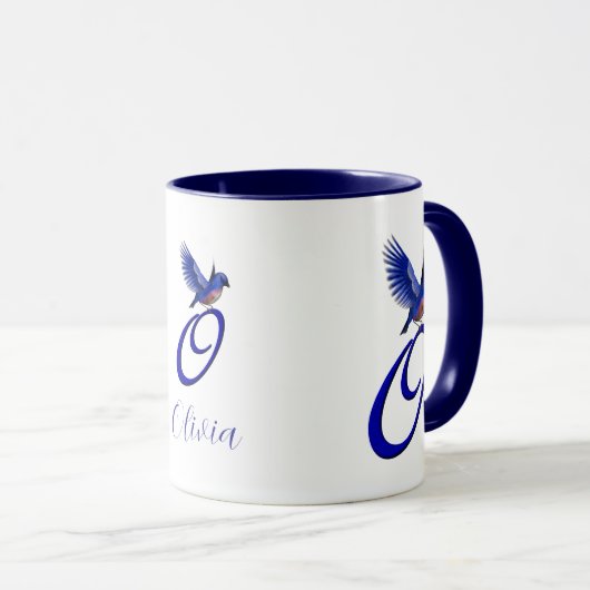 Bluebird Monogram Initial O Elegant Personalized マグカップ (正面右)