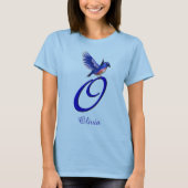 Bluebird Monogram Initial O Elegant Personalized Tシャツ (正面)