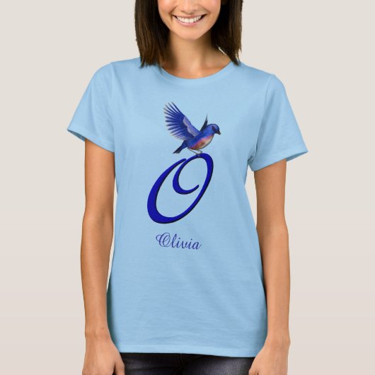 Bluebird Monogram Initial O Elegant Personalized Tシャツ (正面)