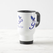Bluebird Monogram Initial P Elegant Personalized トラベルマグ (正面右)