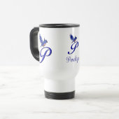Bluebird Monogram Initial P Elegant Personalized トラベルマグ (正面左)