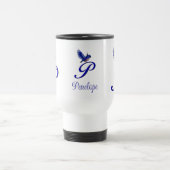 Bluebird Monogram Initial P Elegant Personalized トラベルマグ (中央)