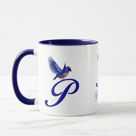 Bluebird Monogram Initial P Elegant Personalized マグカップ (左)