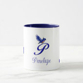 Bluebird Monogram Initial P Elegant Personalized マグカップ (中央)