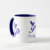 Bluebird Monogram Initial P Elegant Personalized マグカップ (正面左)