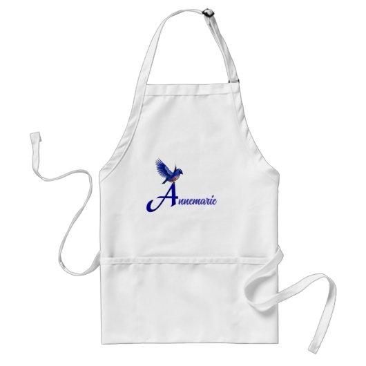 Bluebird Monogram Letter A Name Personalized スタンダードエプロン (正面)