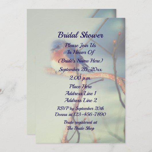 Bluebird Nature Bridal Shower  招待状 (正面/裏面)