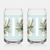 Bluebird Nest with Ornaments in Winter Pines  ガラス缶 (左)