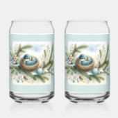 Bluebird Nest with Ornaments in Winter Pines  ガラス缶 (裏面)