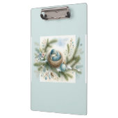 Bluebird Nest with Ornaments in Winter Pines  クリップボード (左)