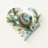 Bluebird Nest with Ornaments in Winter Pines  ノートブック (裏面)