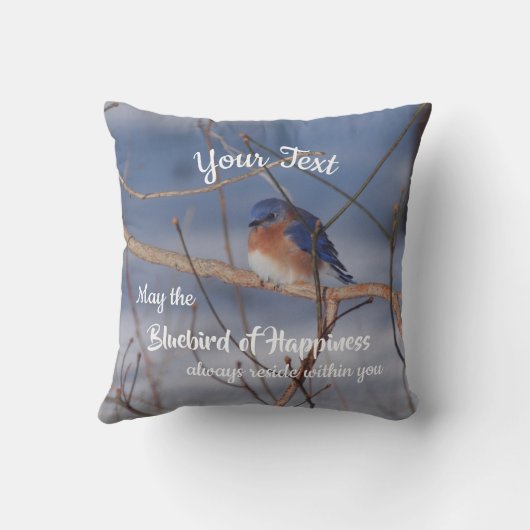 Bluebird Of Happiness Inspirational Personalized   クッション (裏面)