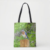 Bluebird on a fence Post トートバッグ (正面)