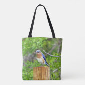 Bluebird on a fence Post トートバッグ (裏面)