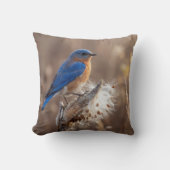 Bluebird on a Milkweed Pod クッション (正面)