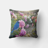 Bluebird On a Pink Peony クッション (裏面)