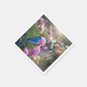 Bluebird On a Pink Peony スタンダードカクテルナプキン (角)