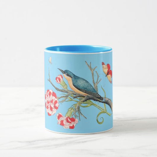 Bluebird on carnations マグカップ (中央)