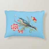 Bluebird on carnations,ヴィンテージイラストレーション, アクセントクッション (裏面)