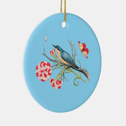 Bluebird on carnations,ヴィンテージイラストレーション, セラミックオーナメント (右)