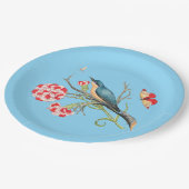 Bluebird on carnations,ヴィンテージイラストレーション, ペーパープレート (アングル)