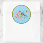 Bluebird on carnations,ヴィンテージイラストレーション, ラウンドシール (バッグ)