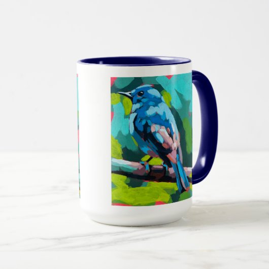 Bluebird Painting - Gift for Bird Lovers マグカップ (正面右)