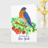 Bluebird Red Rosesニューヨークからの挨拶 カード (黄色い花)
