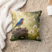 Bluebird Singing in Sunshine クッション (ブランケット)