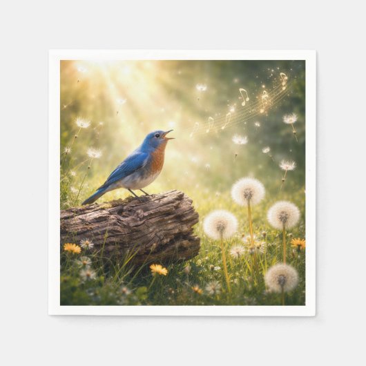 Bluebird Singing in Sunshine スタンダードカクテルナプキン (正面)