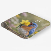 Bluebird Singing Into a Yellow Daffodil ペーパープレート (傾斜あり)
