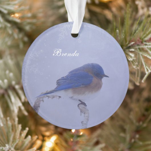 Bluebird Snowy Trees in Winter オーナメント (ツリー)