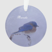 Bluebird Snowy Trees in Winter オーナメント (正面)