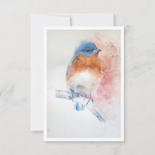 Bluebird Watercolor Watercolour Note Card ノートカード (正面)