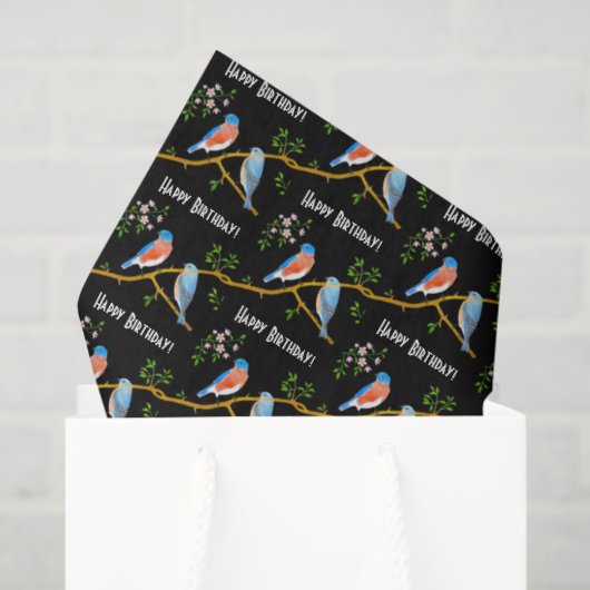 Bluebirds Black Wrapping Paper Sheets 薄葉紙 (ギフトバッグ)