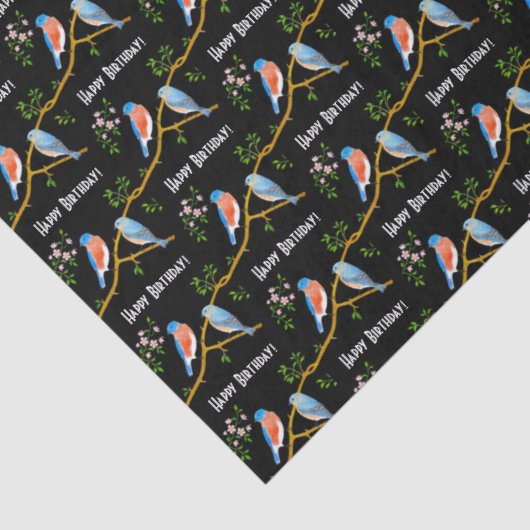 Bluebirds Black Wrapping Paper Sheets 薄葉紙 (詳細)