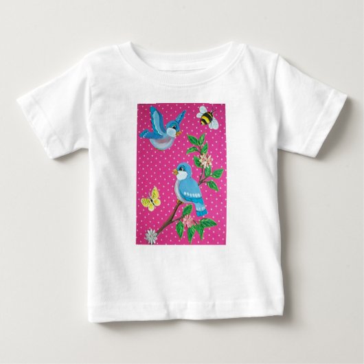 Bluebirds FairytaleヴィンテージルックTシャツベビー ベビーTシャツ (正面)