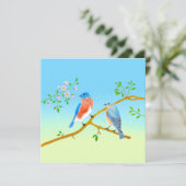 Bluebirds Flat Valentine's Card Pale Blue & Green シーズンカード (スタンド正面)