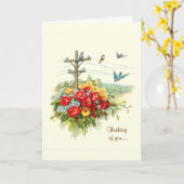 Bluebirds on Power 考え Line's of Youカード カード (黄色い花)