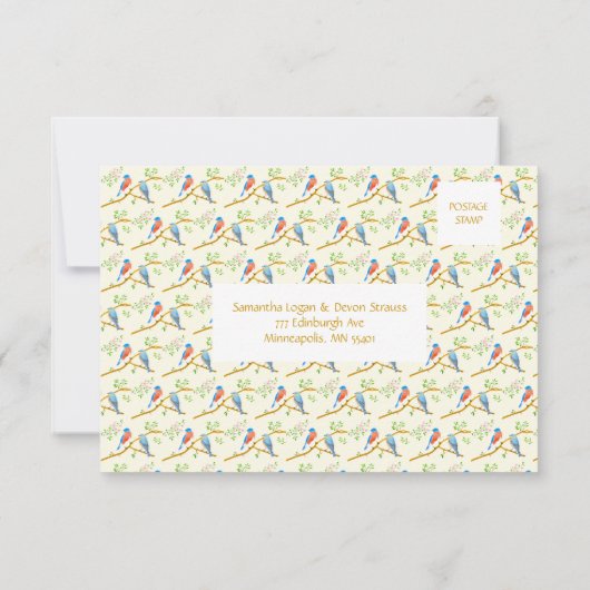 Bluebirds RSVP Wedding Response Card (裏面)