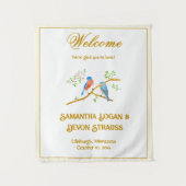 Bluebirds Wedding Backdrop タペストリー (正面)