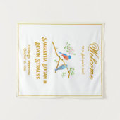 Bluebirds Wedding Backdrop タペストリー (正面(横))