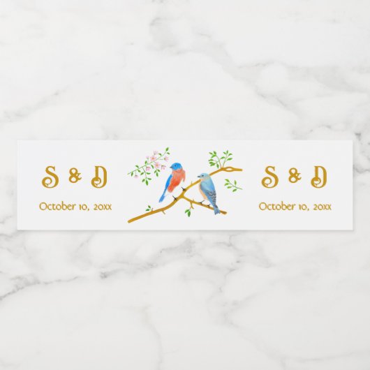 Bluebirds Wedding Beer Labels ペットボトルラベル (シングルラベル)