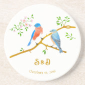 Bluebirds Wedding Round Stone Coasters コースター (正面)