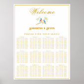 Bluebirds Wedding Seating Chart ポスター (正面)