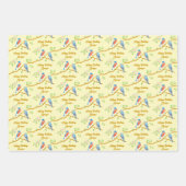 Bluebirds Yellow Wrapping Paper Sheets ラッピングペーパーシート (正面2)