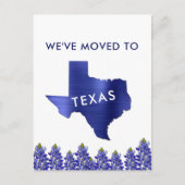 Bluebonnetに移動州テキサス州マップ新しい住所 案内ポストカード (正面)