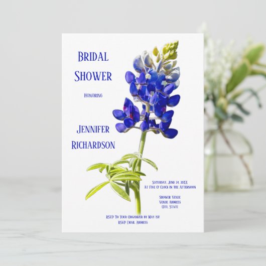Bluebonnetのフローラは白結婚で、ブライダルシャワーは 招待状 (スタンド正面)