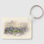 Bluebonnetフィールドのスケッチ水色 キーホルダー (正面)