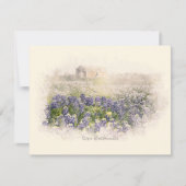 Bluebonnetフィールドのスケッチ水色 ノートカード (正面)